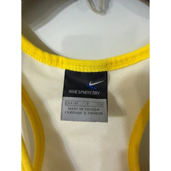 Nike Sphere Dry Tennis Dress White Yellow Racerback V-Neck Small F5FET 241990 - Picture 2 of 6